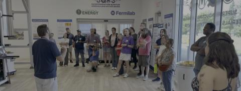 Data Campers touring the Superconducting Quantum Materials and Systems Center at Fermilab in 2025.